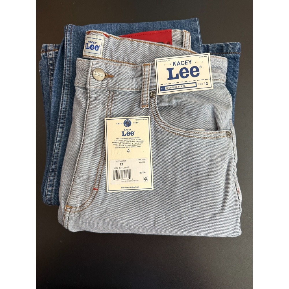 Kacey Lee Long Denim Chaps Wide Flare Jeans, NWT, Size 12